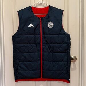 Adidas Bayern Munich Dark Blue and Red Reversible Quilted Vest